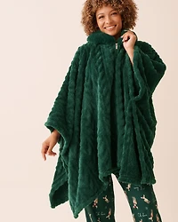 Cable Effect Soft Plush Hooded Cape