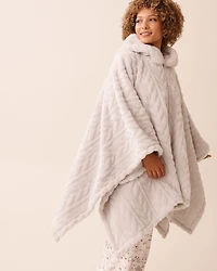 Cable Effect Soft Plush Hooded Cape