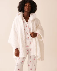Cable Effect Soft Plush Hooded Cape