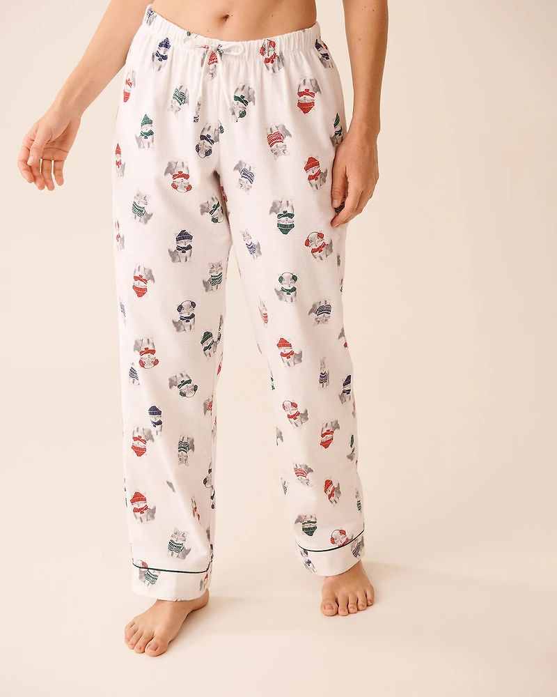 Cat Print Flannel PJ Set