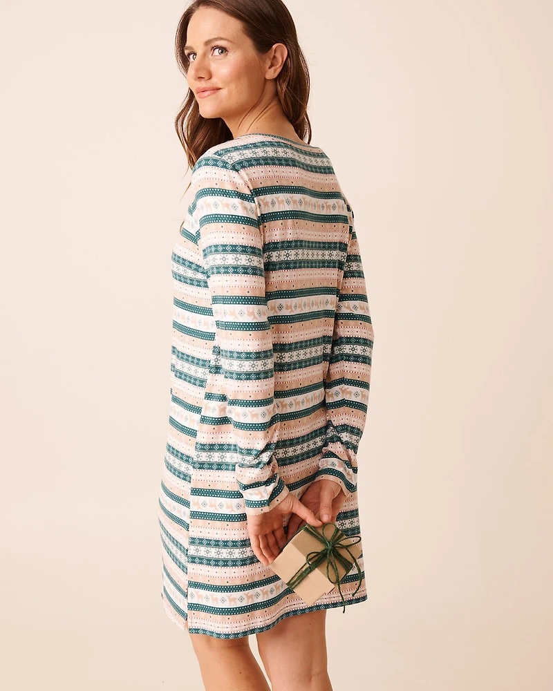 Deer Print Recycled Fibers Long Sleeve Sleepshirt