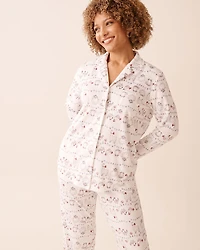 Farm Friends Print Soft Velour Button-down Shirt