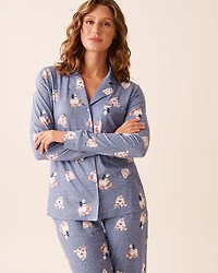 Farm Friends Print Super Soft Button-down Shirt