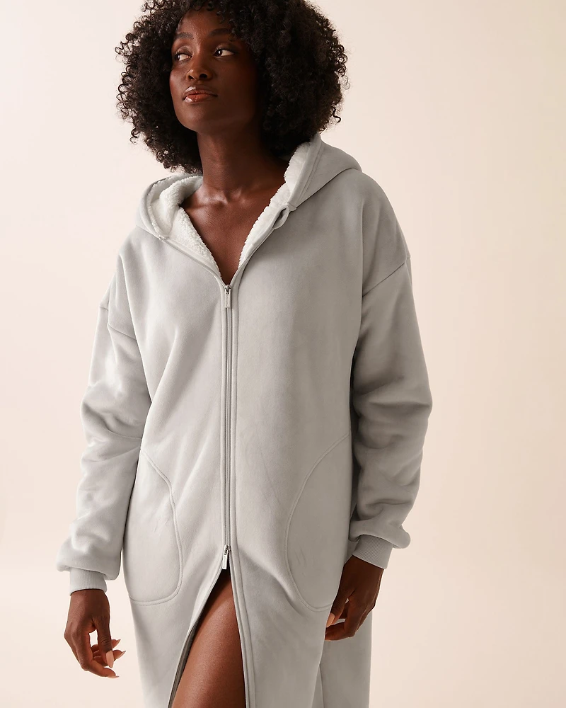 Hooded Robe with Zipper