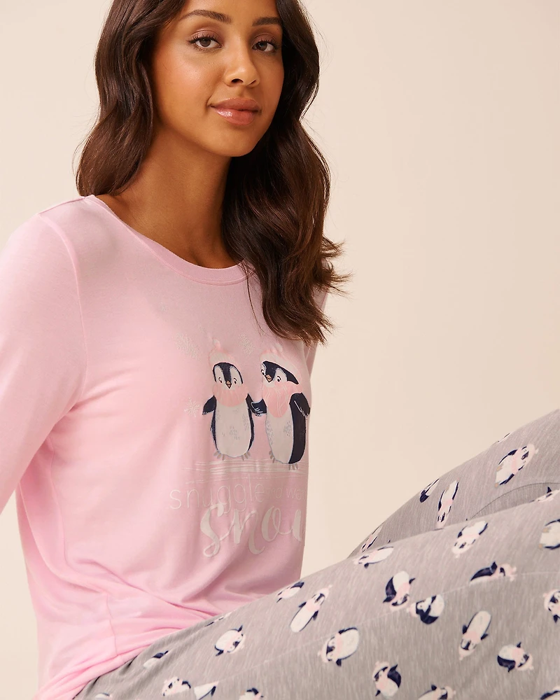 Penguin Print Long Sleeve PJ Set