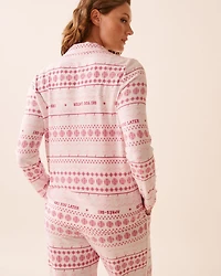 Pink Fair Isle Print Recycled Fibers Button-down Shirt