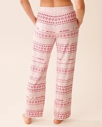 Pantalon de pyjama en fibres recyclées imprimé nordique rose