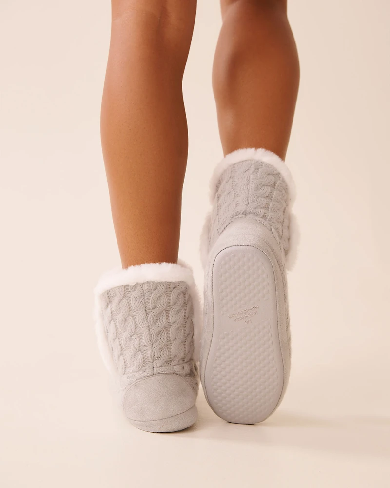 Pompom Knitted Bootie Slippers