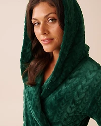 Recycled Fibers Soft Cable Knit Hooded Robe