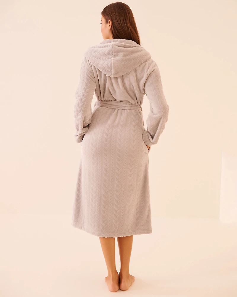 Robe de chambre douce à effet tricoté en fibres recyclées