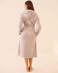 Robe de chambre douce à effet tricoté en fibres recyclées