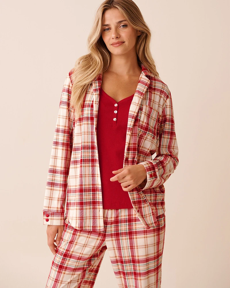 Farm Friends Print Soft Velour Button-down Shirt