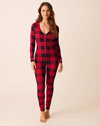 Buffalo Plaid Super Soft Long Sleeve Jumpsuit