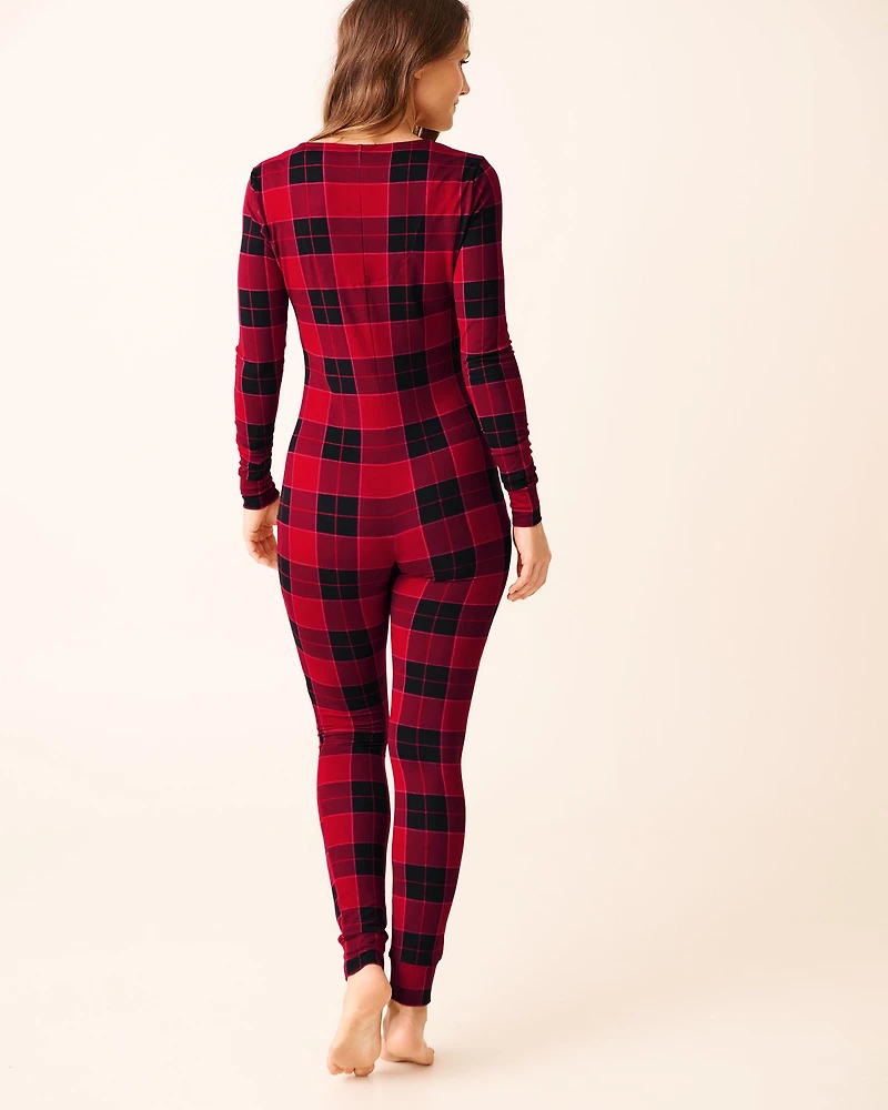 Buffalo Plaid Super Soft Long Sleeve Jumpsuit
