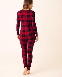 Buffalo Plaid Super Soft Long Sleeve Jumpsuit