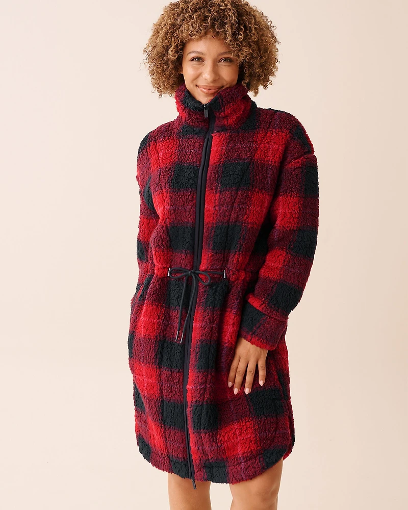 Zip-up Funnel Neck Sherpa Robe