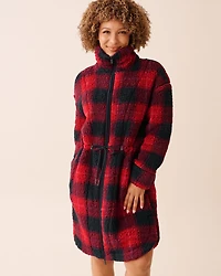 Zip-up Funnel Neck Sherpa Robe