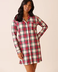 Red Plaid Super Soft Button-down Sleepshirt