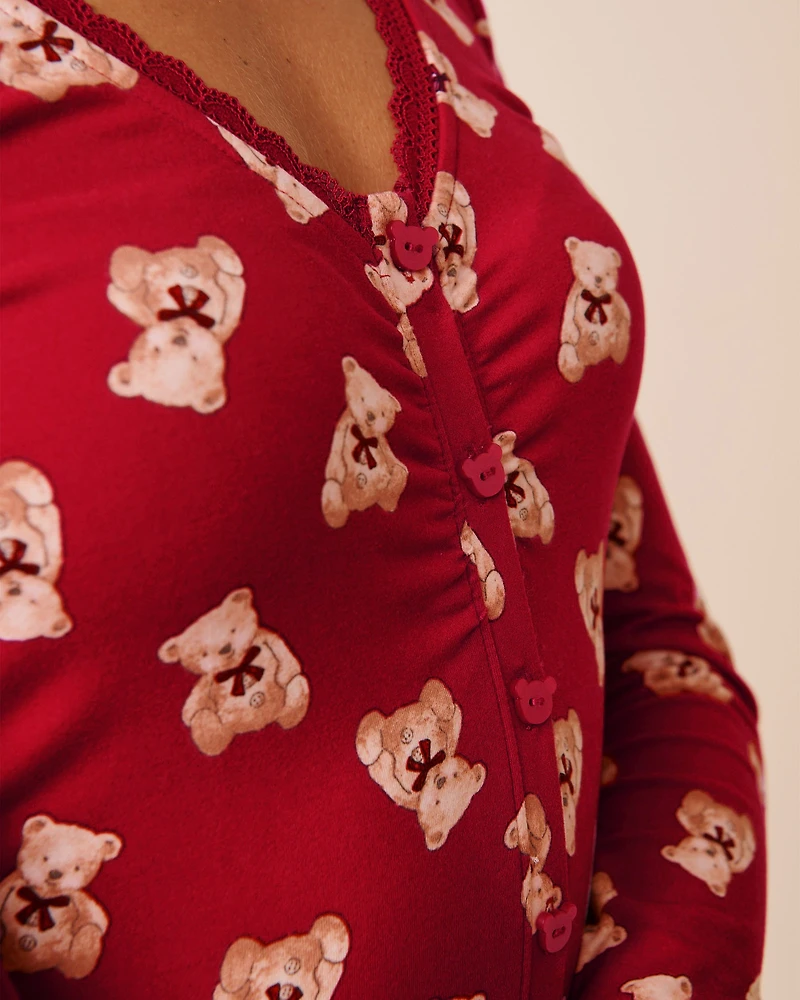 Combishort manches longues ultra doux carreaux buffalo