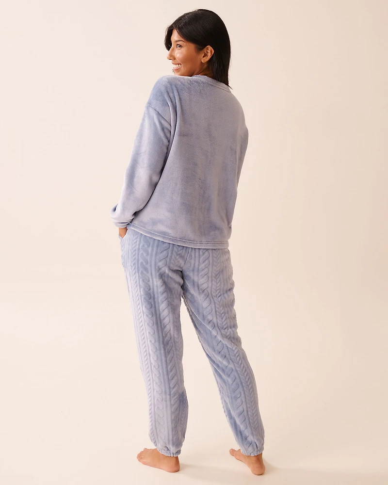 Deer Print Soft Plush PJ Set