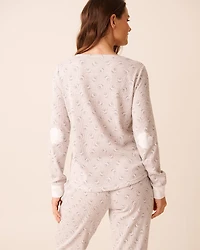 Sheep Print Waffle Knit Long Sleeve Shirt