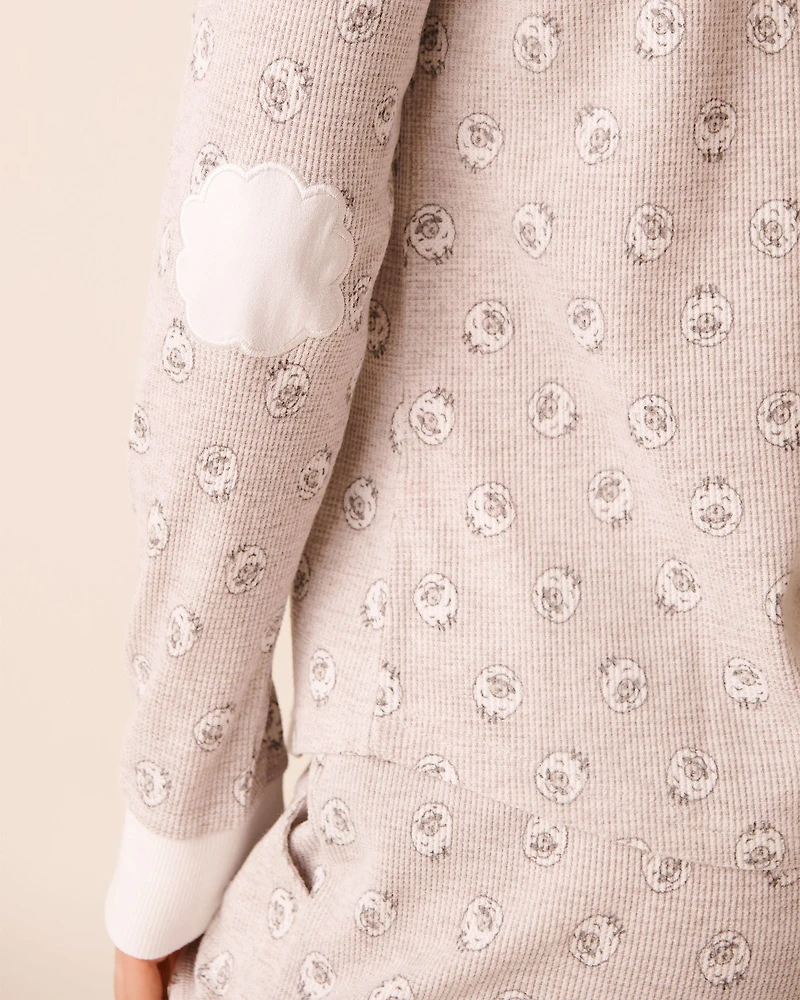 Chandail manches longues en tricot gaufré imprimé mouton