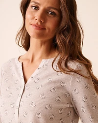 Sheep Print Waffle Knit Long Sleeve Shirt