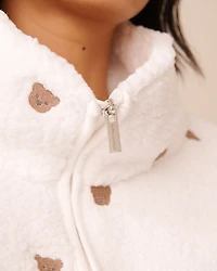 Teddy Bear Embroidered Sherpa Cardigan