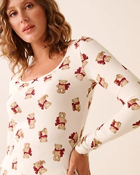 Teddy Bear Print Recycled Fibers Long Sleeve Shirt