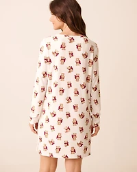 Teddy Bear Print Recycled Fibers Long Sleeve Sleepshirt