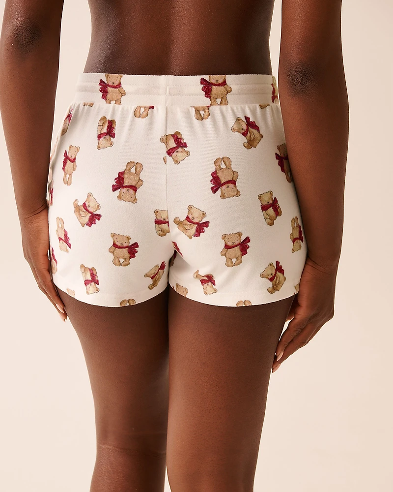 Teddy Bear Print Recycled Fibers Pajama Shorts
