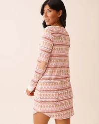 Sheep Print Waffle Knit Long Sleeve Sleepshirt