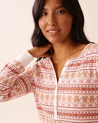 Sheep Print Waffle Knit Long Sleeve Sleepshirt