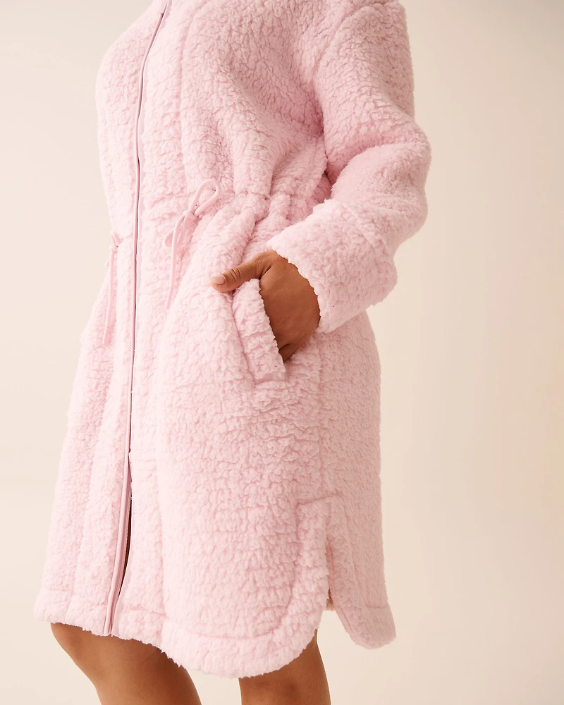 Zip-up Funnel Neck Sherpa Robe