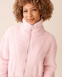 Zip-up Funnel Neck Sherpa Robe