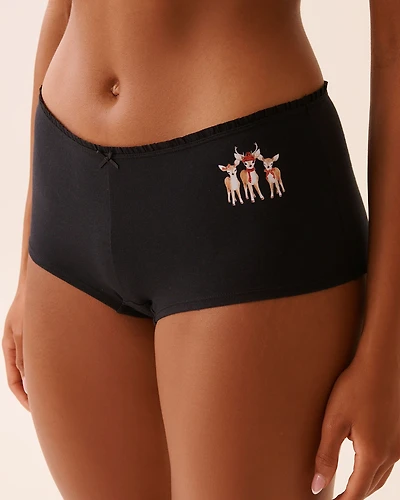 Ruffle Trim Cotton Boyleg Panty