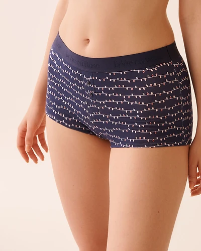 Cotton and Logo Elastic Band High Waist Boyshort Panty