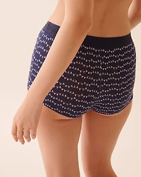 Culotte garçonne taille haute coton et bande élastique logo