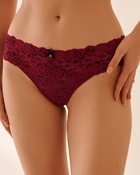 Wide Waistband Lace Thong Panty