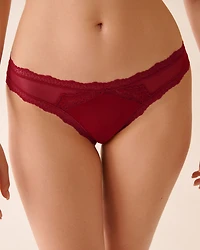 Mesh and Lace Trim Bikini Panty