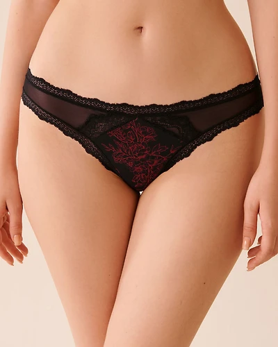 Mesh and Lace Trim Bikini Panty