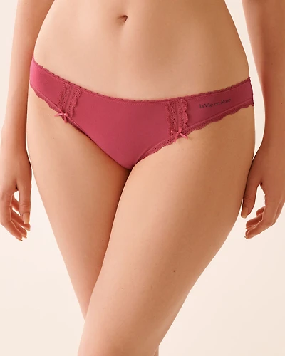 Cotton and Lace Detail Bikini Panty