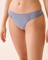 Cotton and Lace Detail Thong Panty