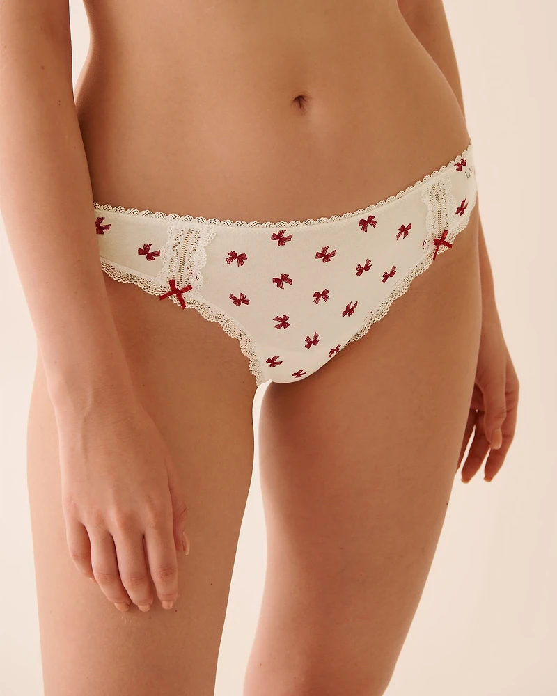 Culotte tanga coton et détails de dentelle