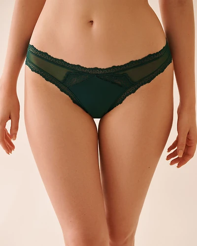 Mesh and Lace Trim Bikini Panty