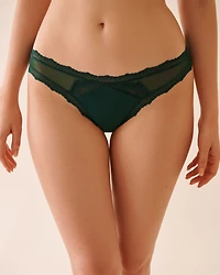 Mesh and Lace Trim Bikini Panty