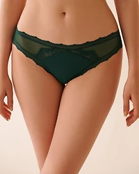 Culotte cheeky résille et bordure de dentelle