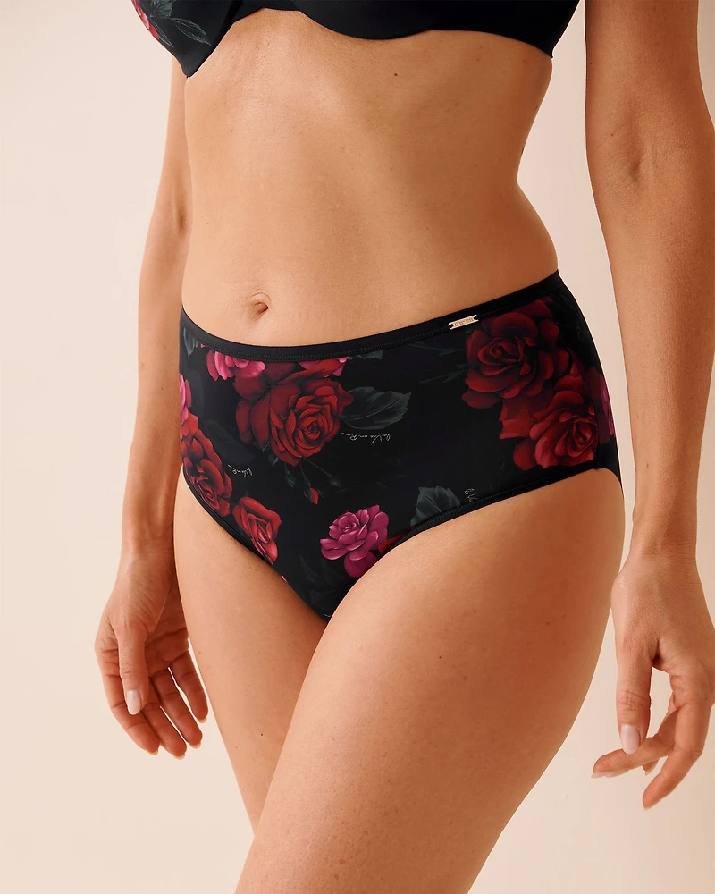 Culotte bikini taille haute microfibre dos lisse