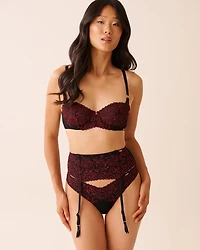 Embroidered Mesh Garter Belt
