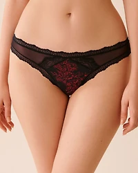 Mesh and Lace Trim Bikini Panty